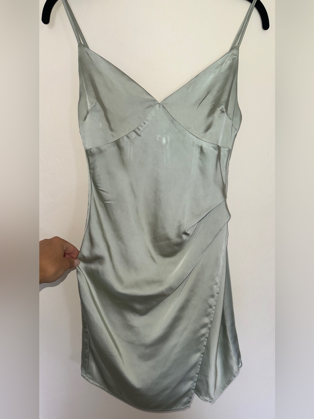 Altar'd State Sage Green Satin Slip Dress